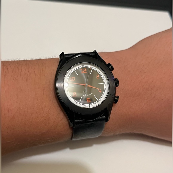 Veldt Mens hybrid Black Quartz Watch Leather Strap - Picture 10 of 11